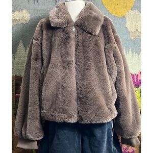 Anthropologie Faux Fur Coat XL